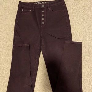 American Eagle Wine Red Super High Rise Jeggings